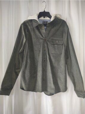 Reverse Threads olive green corduroy shirt with cotton hood size M